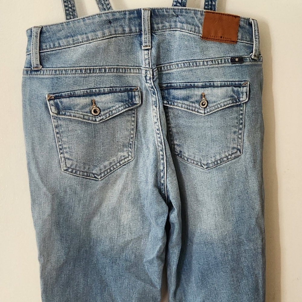 Lucky 🍀 Distressed Overalls in EUC. High Rise straight leg Size 6/29